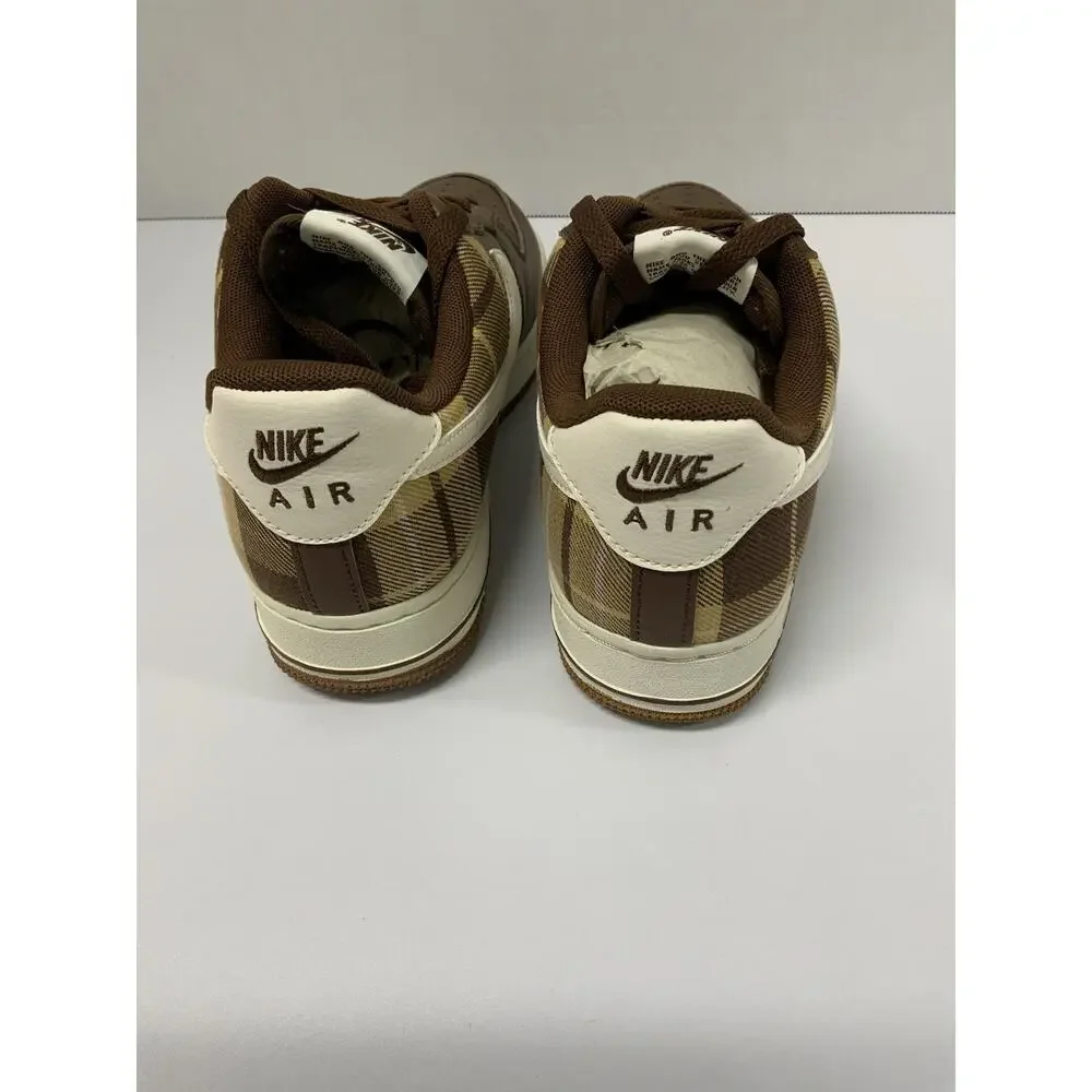 Nike Air Force 1 '07 LX Cacao Plaid DV0791 200 Size 7.5 Brown Tan Low Top Shoes